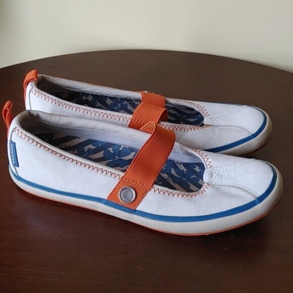 Sebago footwear for women size 7M white Blue and Orange - Picture 1 of 11